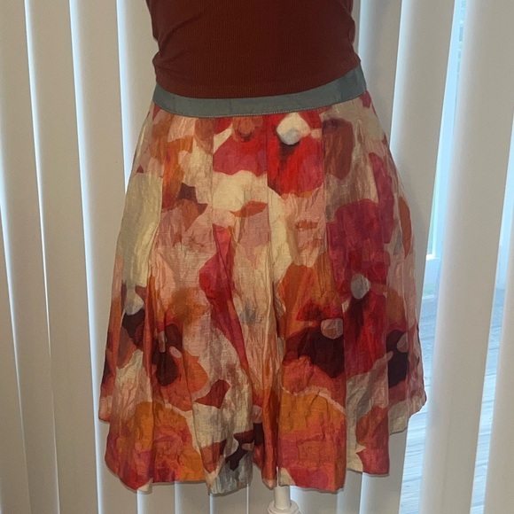 LOFT Dresses & Skirts - LOFT Linen Multicolor Abstract Floral Flowy Skirt